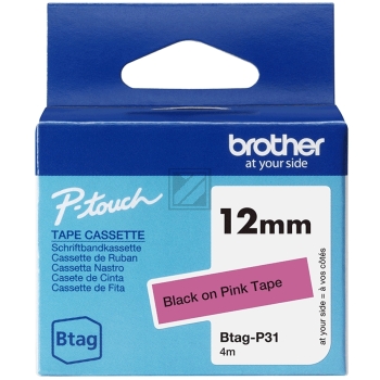 Brother Schriftbandkassette schwarz/pink (Btag-P31)