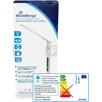 MEDIARANGE LED SCHREIBTISCHLAMPE WEISS MROS501 elegant