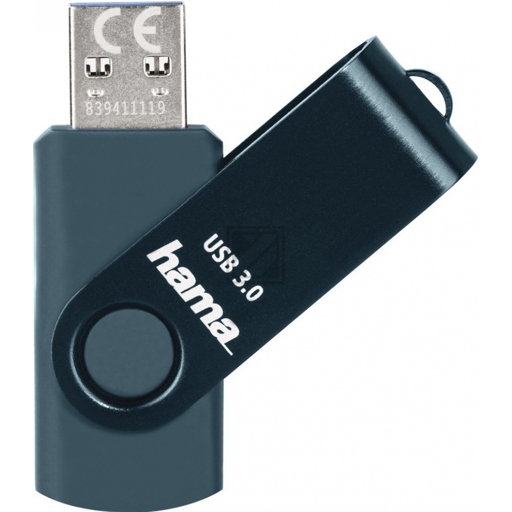 HAMA USB-Stick Rotate 182466 3.0, 256GB, 70MB/s, Petrol
