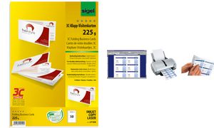 Sigel Klapp-VIsitenkarten 3C 90/180 x 55 mm hochweiß Inh.50 225 g/qm