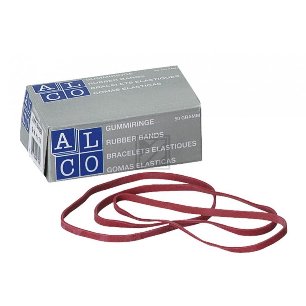 Alco Gummibänder im Karton rot 50 g 80 x 4 mm